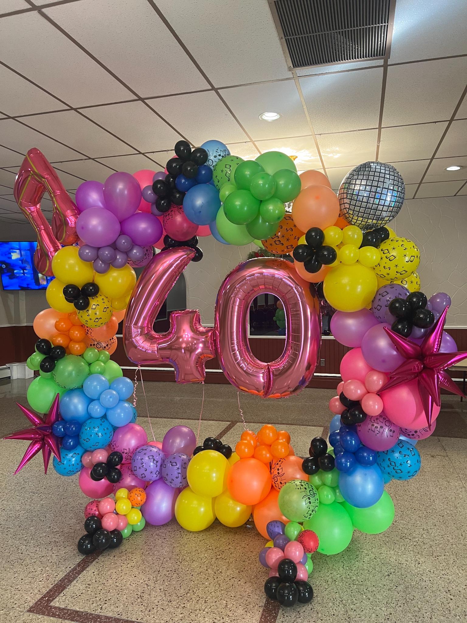 40th birthday balloon arch